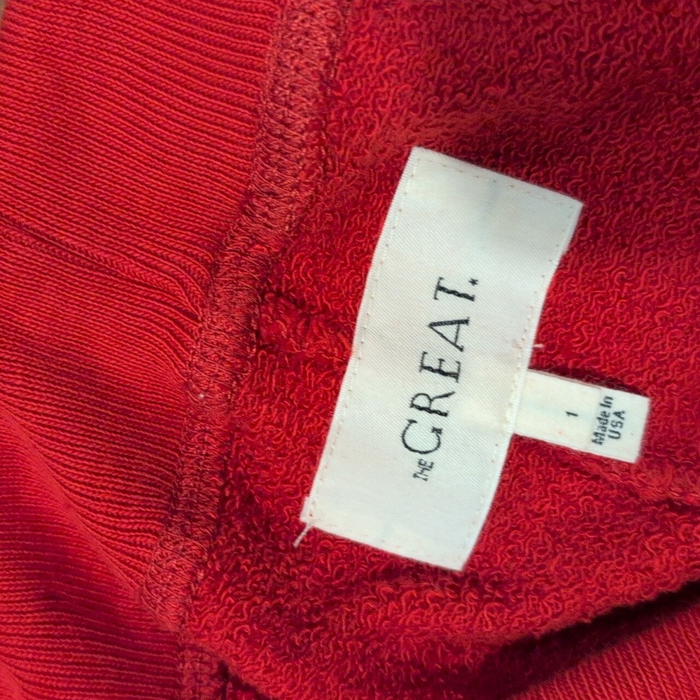 THE GREAT. Red Joggers with White Heart Accents - Picture 4 of 9